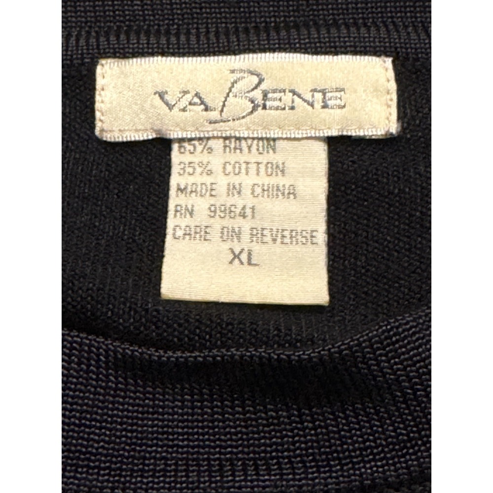 VaBene Men's Black Sweater XL Rayon Cotton Blend Soft Knit Fall Layer EC - Picture 4 of 5